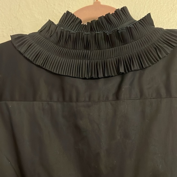 VTG Size   L Black Ruffle Whimsigoth Cottage Coquette Tie Waist Button Dress - Picture 6 of 11